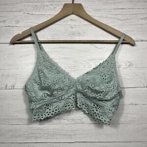Aerie womens seafoam color lace longline bralette size Medium